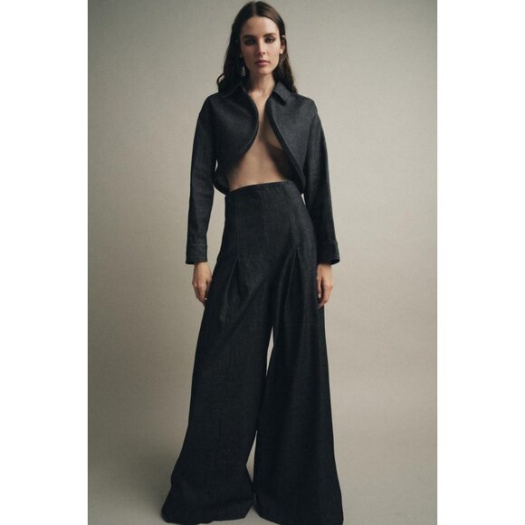 ZARA ZW COLLECTION ULTRA HIGH-WAIST WIDE-LEG JEANS - Picture 2 of 7